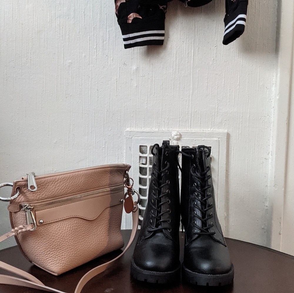 Black combat booties